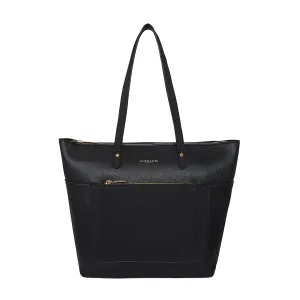 Accessorize London Women's Faux Leather Black Spacious Emily Tote Bag