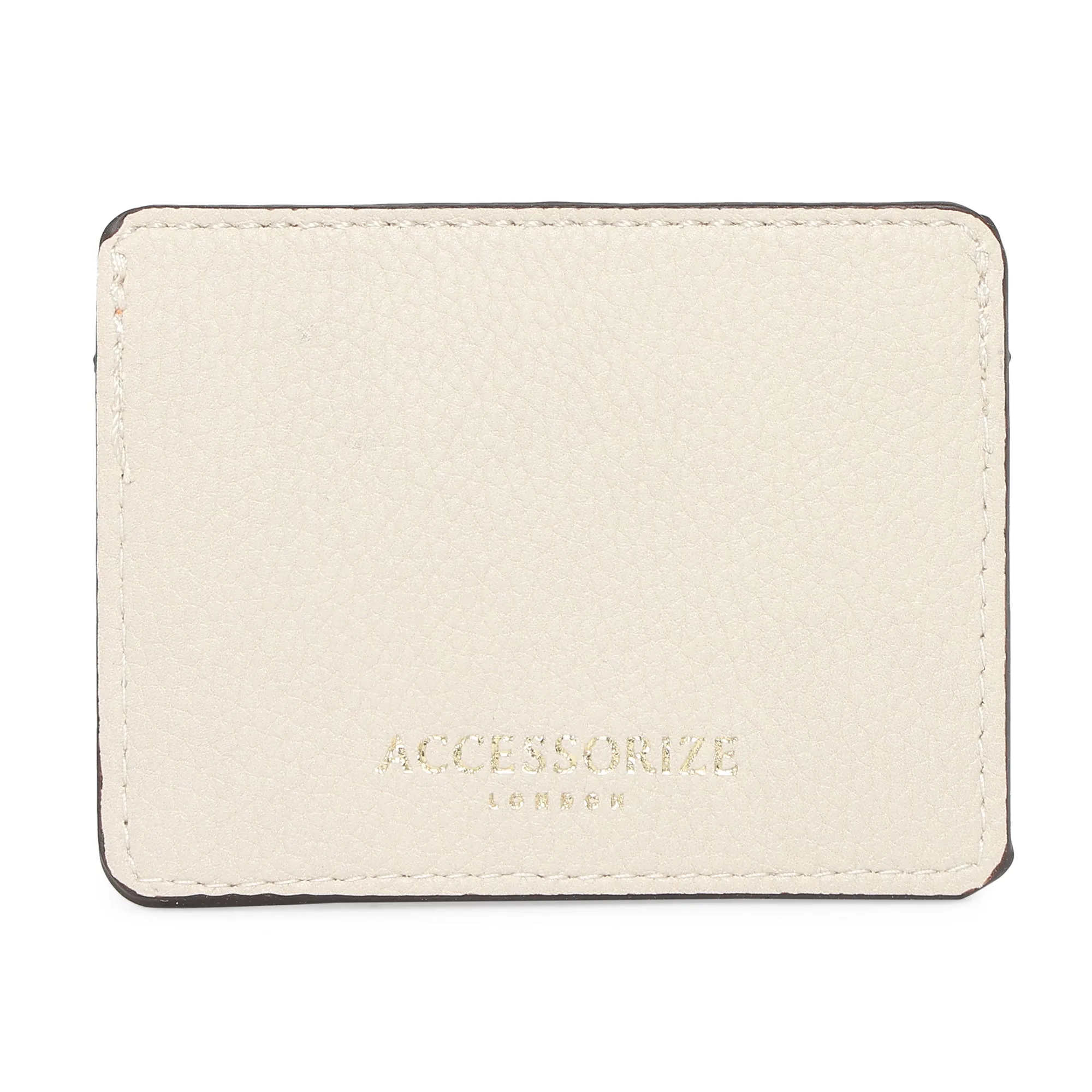 Accessorize London Women's Faux Leather Cream Rainbow Stitch Cardholder