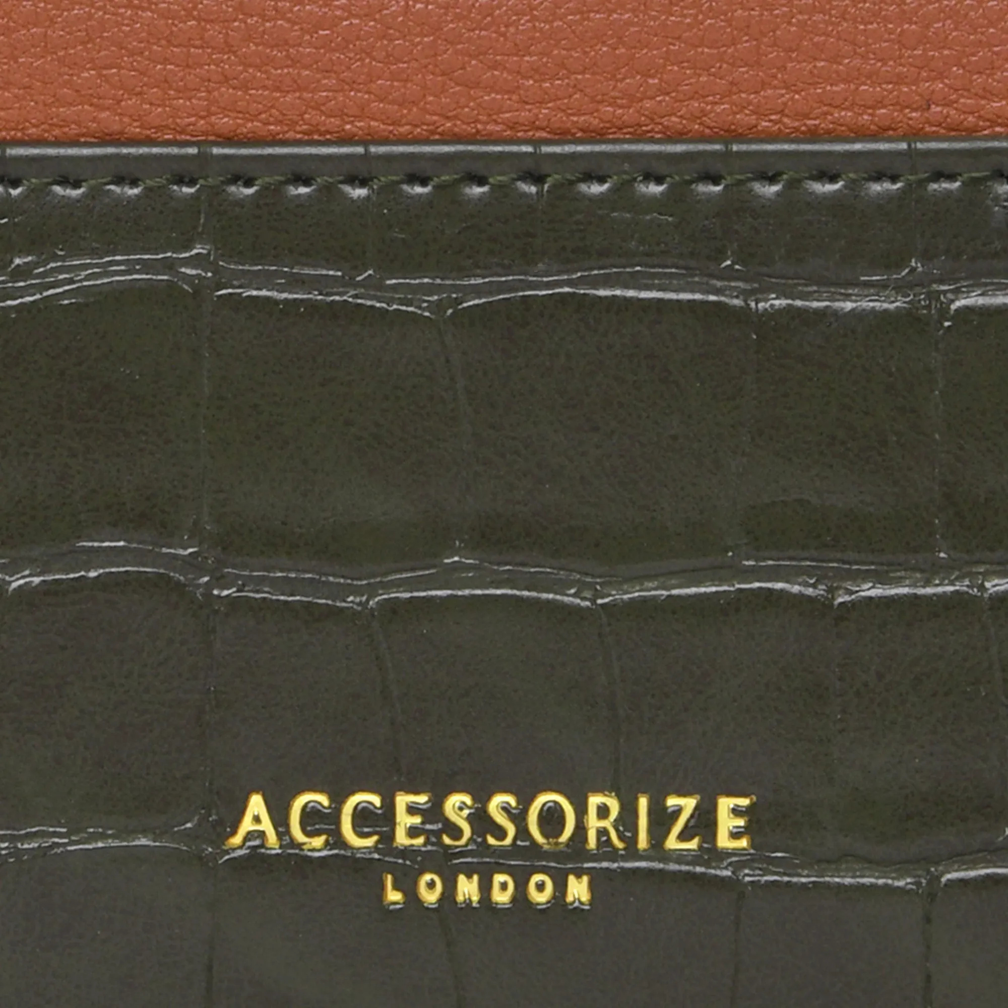 Accessorize London Women's Faux Leather Khaki Colourblock 3 Compartment Card Holder