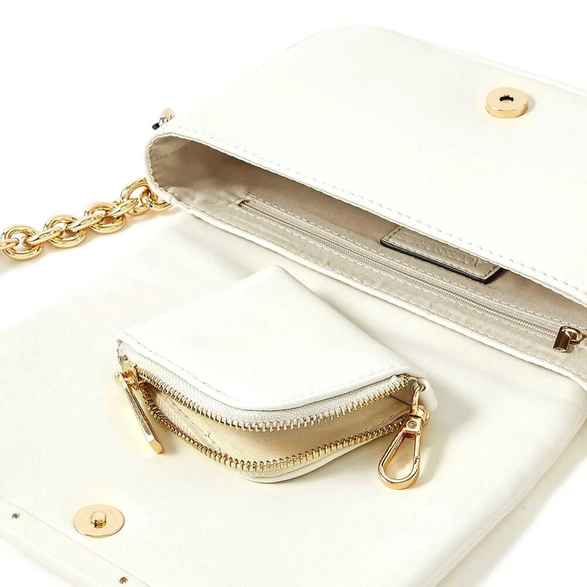 Accessorize London Women's Faux Leather White Metallic Frame Clutch