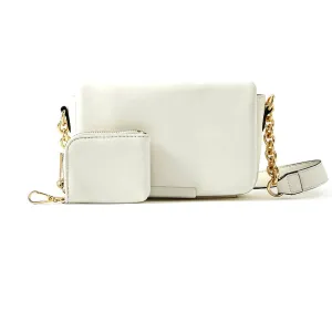 Accessorize London Women's Faux Leather White Metallic Frame Clutch