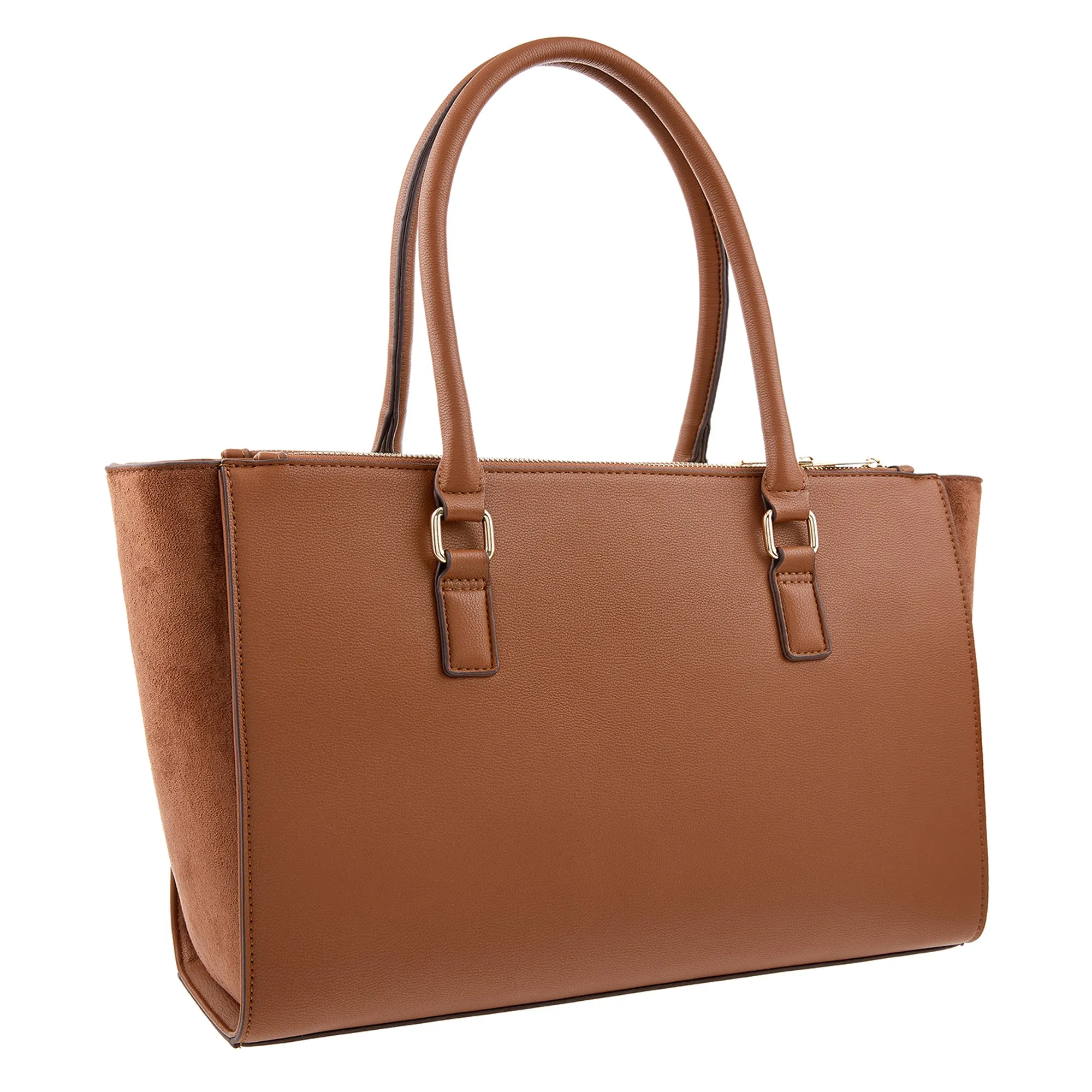 Accessorize London Women's Lenny Tan Solid Medium Tote Handbag