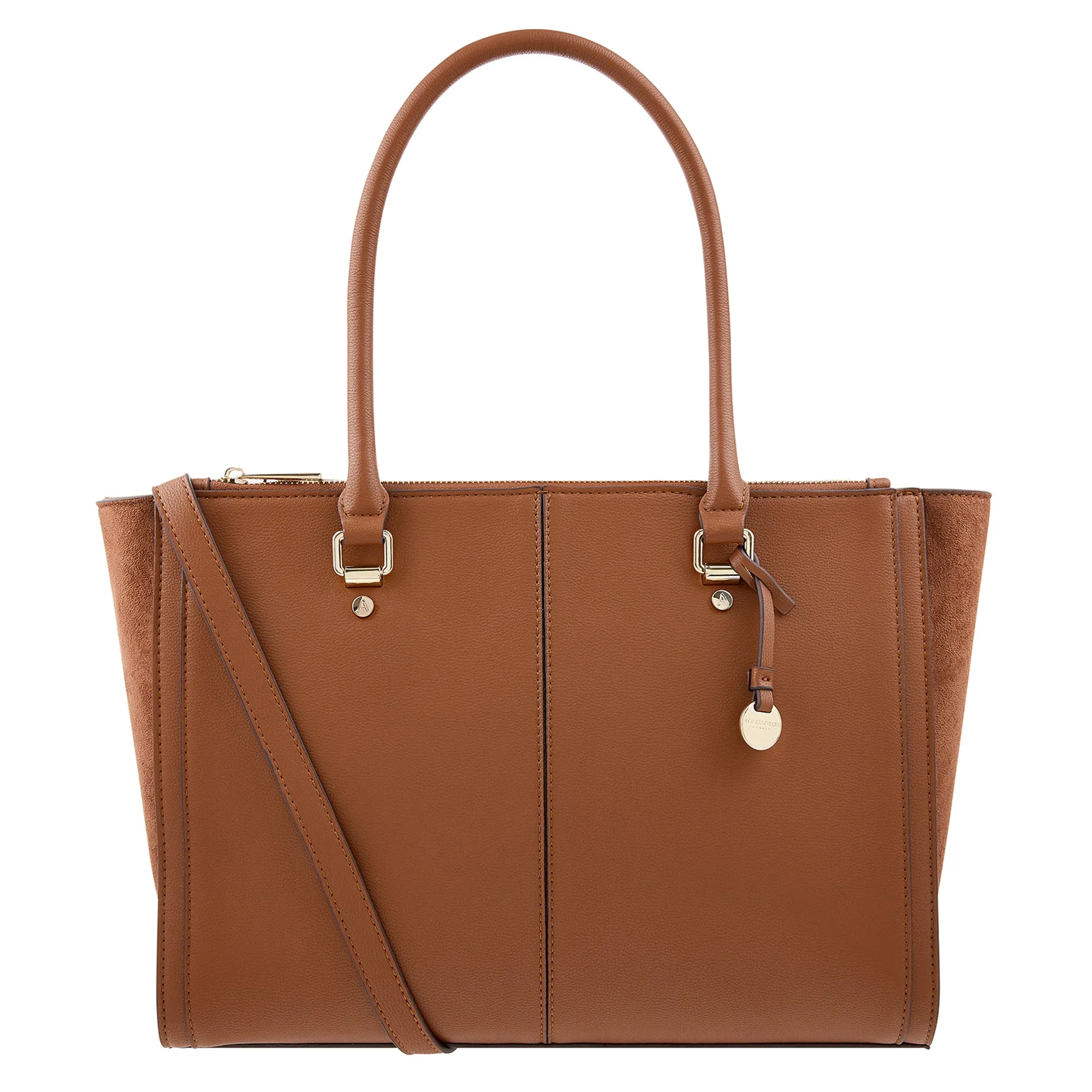 Accessorize London Women's Lenny Tan Solid Medium Tote Handbag