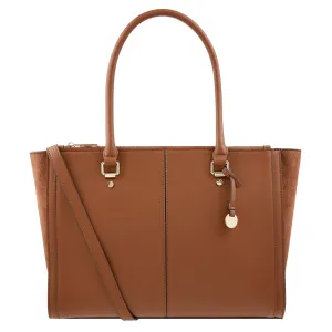 Accessorize London Women's Lenny Tan Solid Medium Tote Handbag