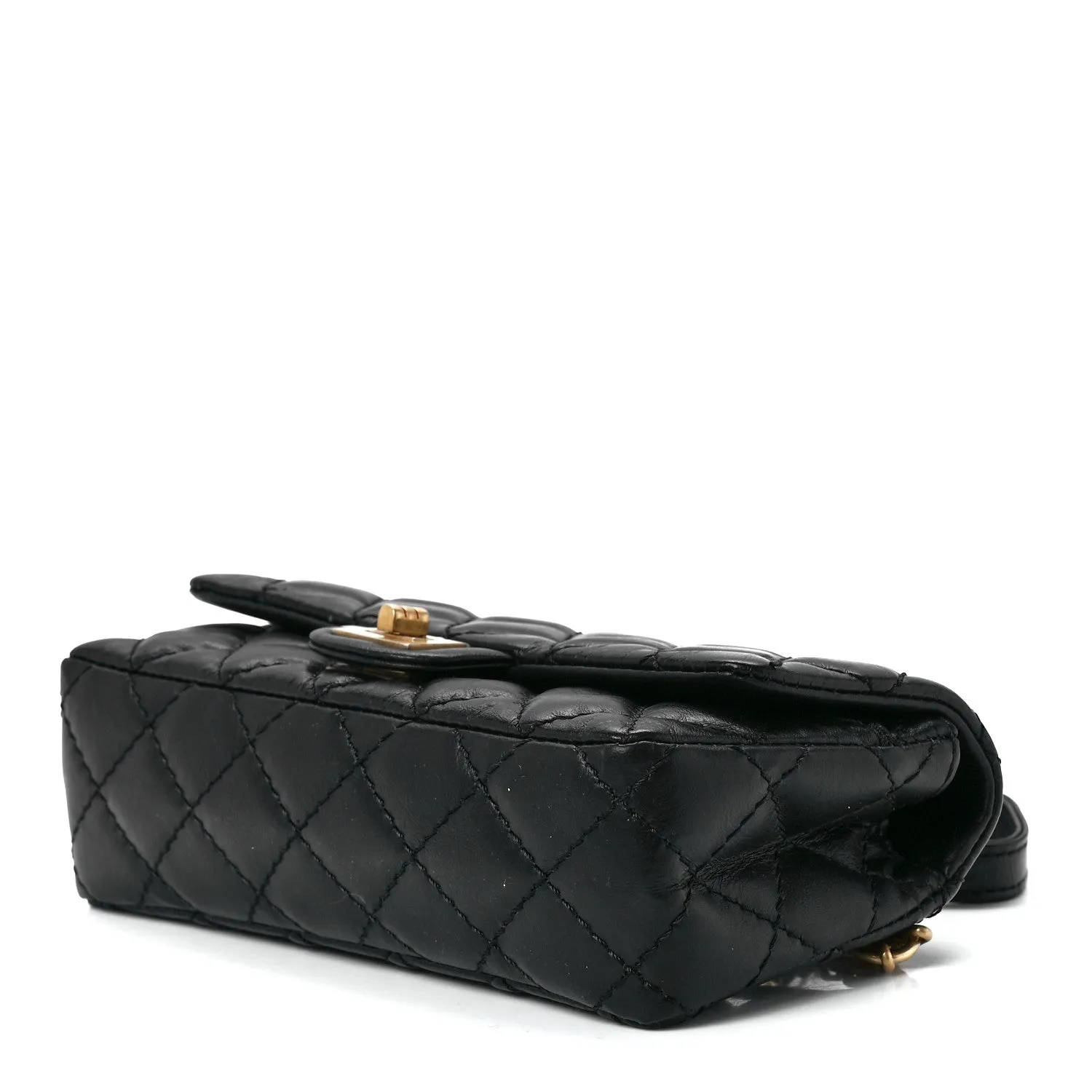 Aged Calfskin Quilted 2.55 Reissue Flap Belt Bag Clutch Black