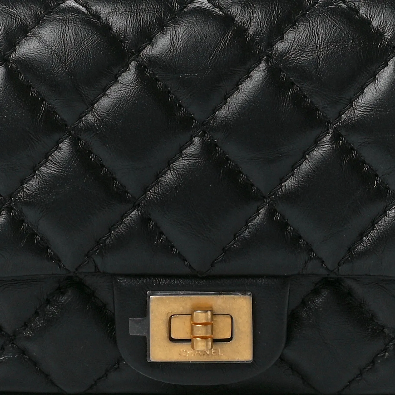 Aged Calfskin Quilted 2.55 Reissue Flap Belt Bag Clutch Black