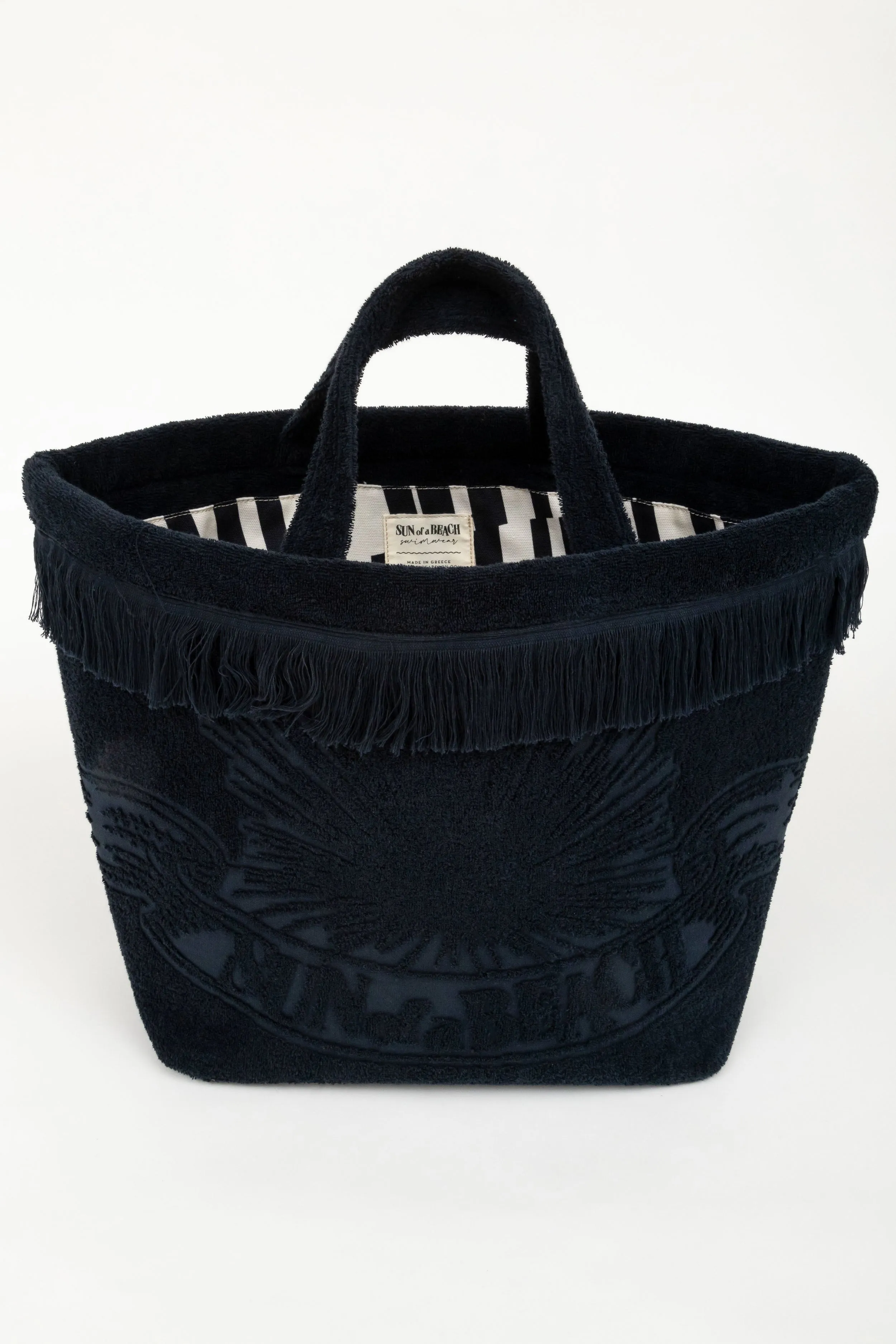 Athens Tiles Black | Oversized Beach Bag