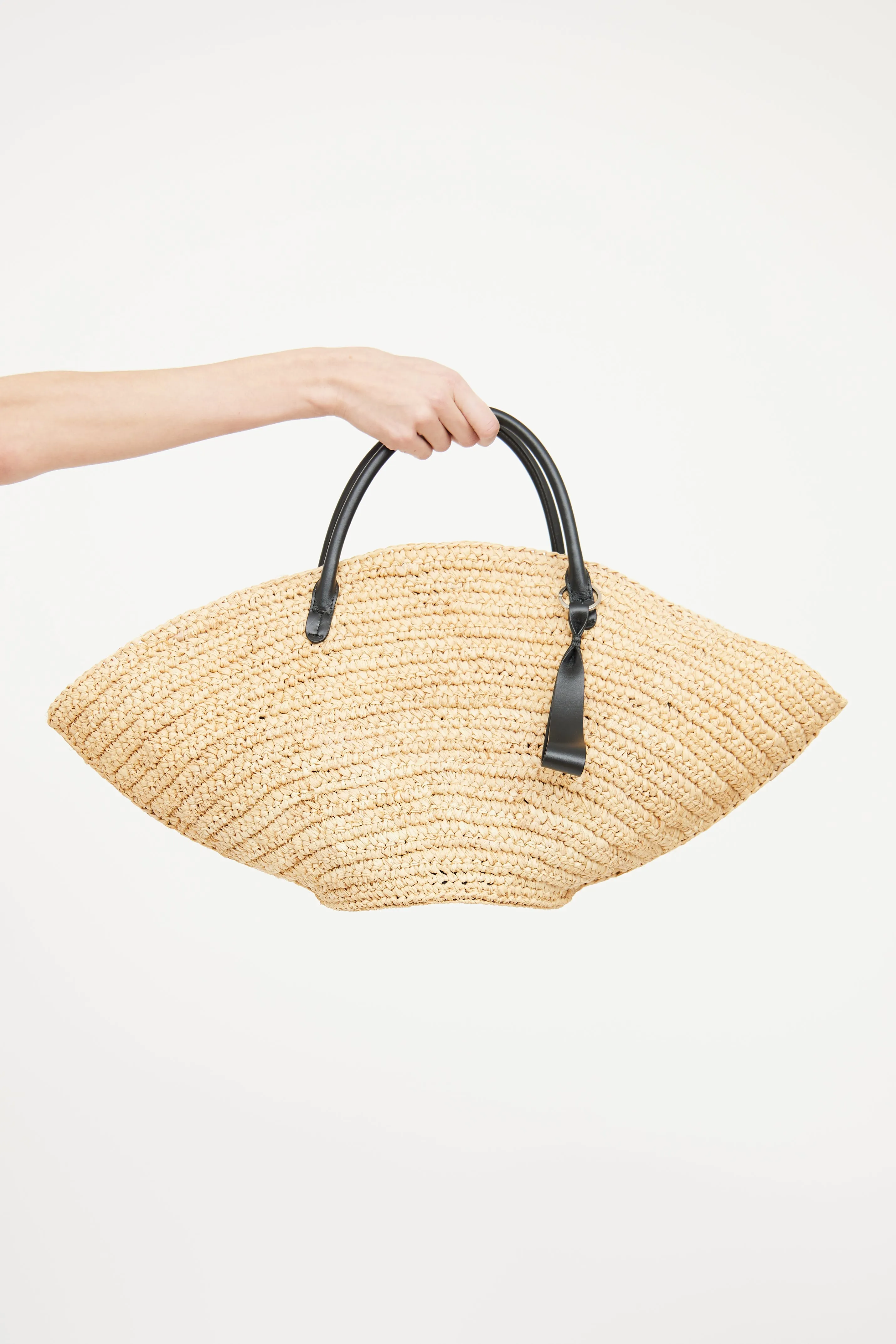 Beige Woven Raffia Sombrero Bag