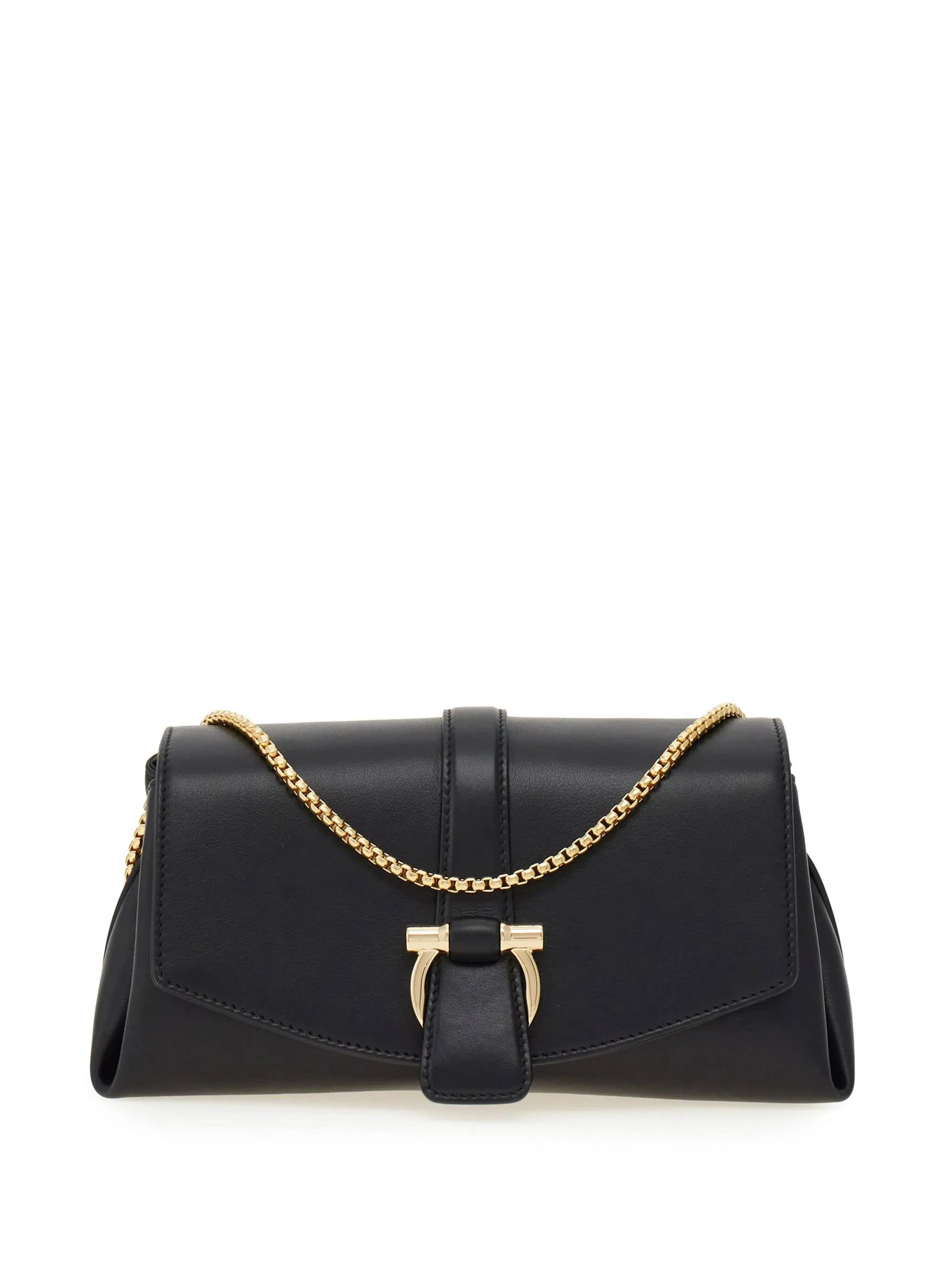 Black Calf Leather Shoulder Bag