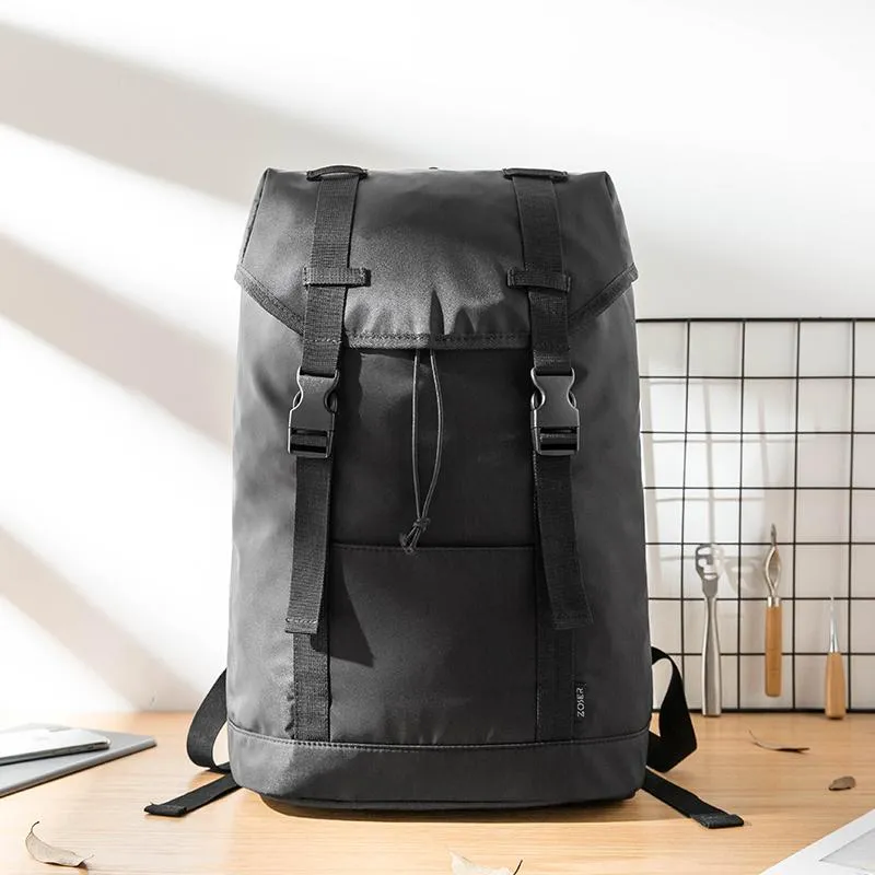 Black Cool Mens Nylon 15 inches Large Student Backpacks Hiking Backpacks Travel Backpacks Laptop Backpack for men