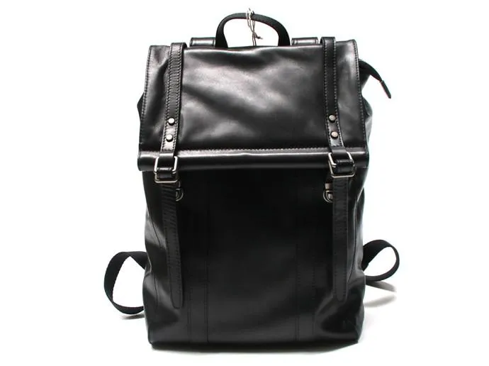 Black Leather Mens Backpack Travel Backpacks Laptop Backpack for men