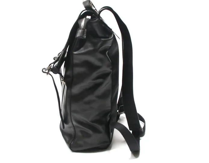 Black Leather Mens Backpack Travel Backpacks Laptop Backpack for men