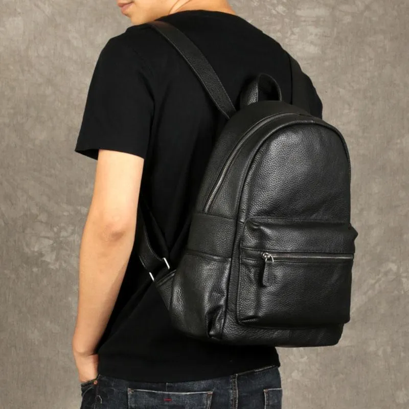 Black Leather Mens Cool Backpacks Large Travel Backpacks Hiking Backpacks for men