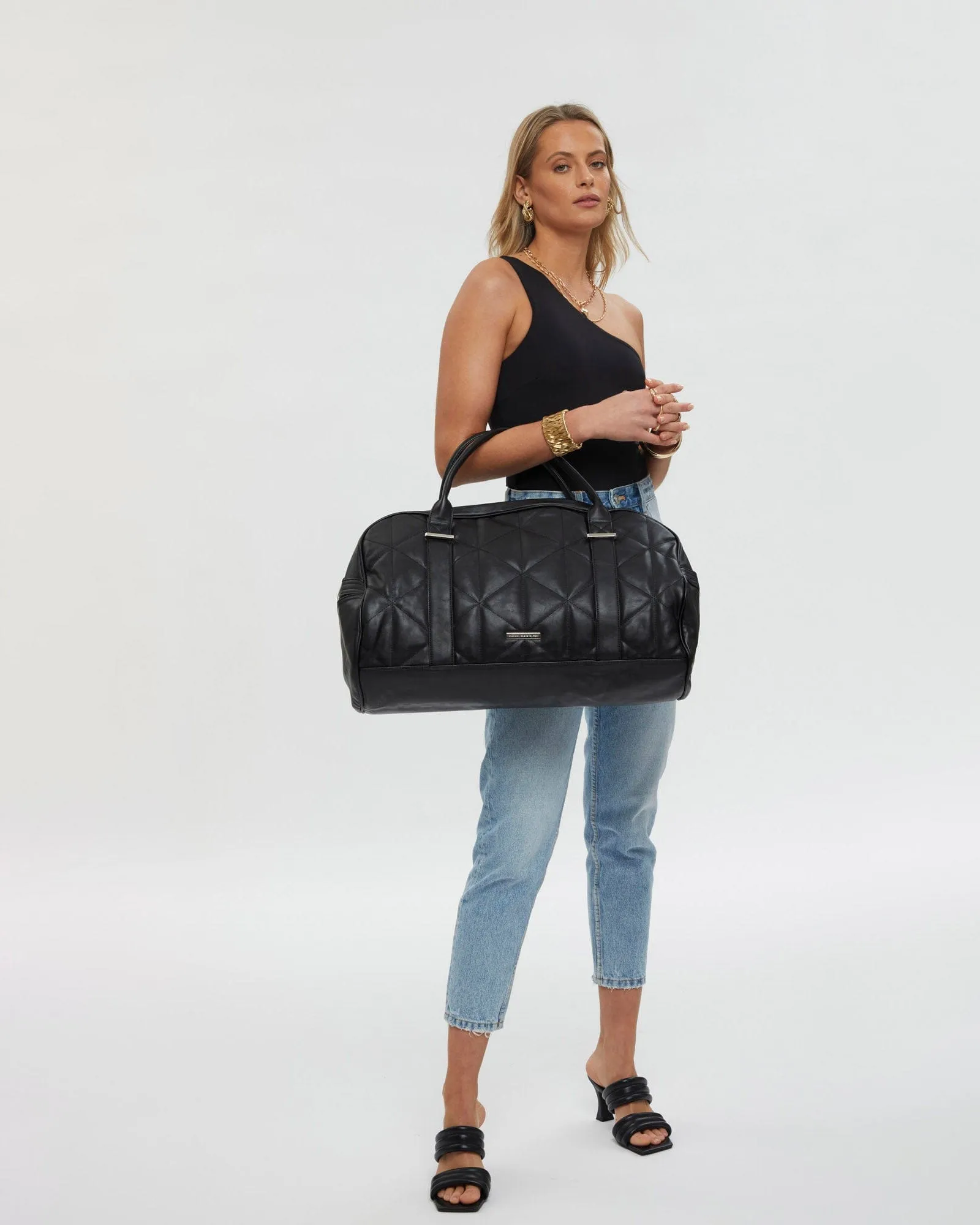 Black Quilted Weekender Bag