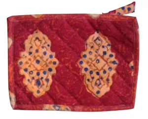 Block Printed Cotton Quilted Kensington Clutch Bag 9 x 7