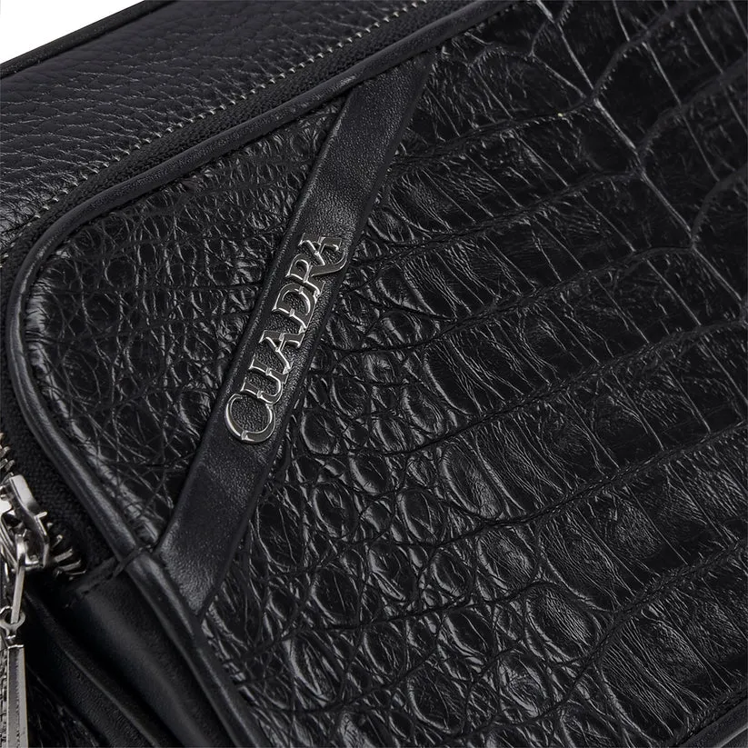 BOC04FU - Cuadra black casual fashion caiman chest clutch bag for men.