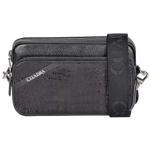 BOC04FU - Cuadra black casual fashion caiman chest clutch bag for men.