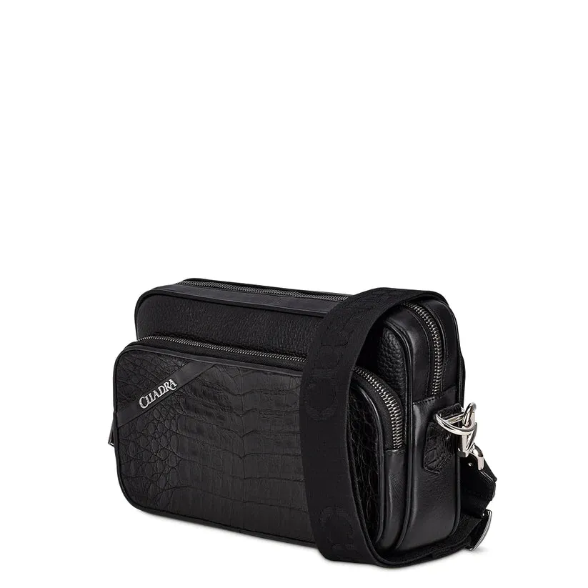 BOC04FU - Cuadra black casual fashion caiman chest clutch bag for men.