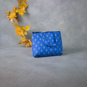 Bristlefront everyday handy bags Blue Colour with Small Golden Prints.