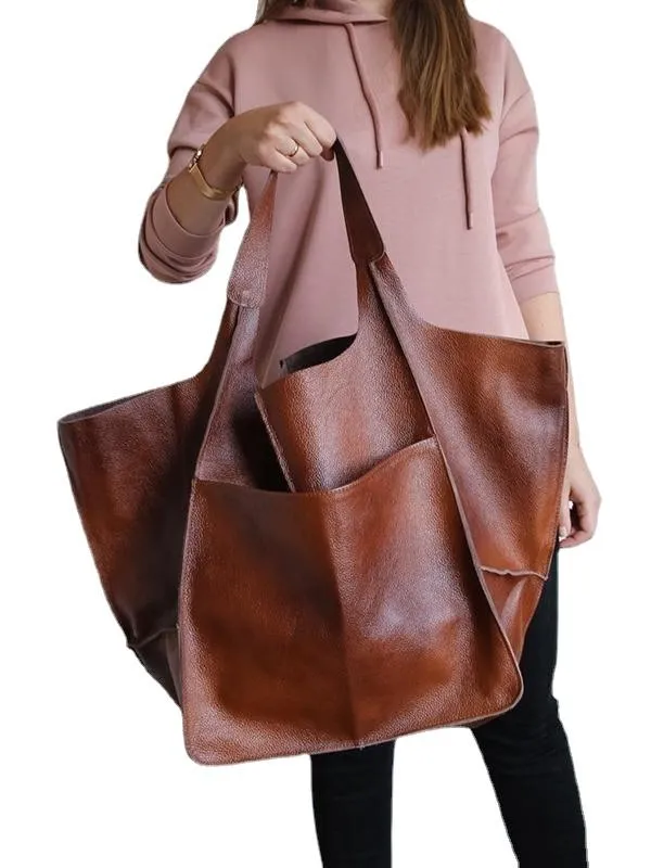 Casual Retro Women's Soft Leather Shoulder Bag With Large Capacity