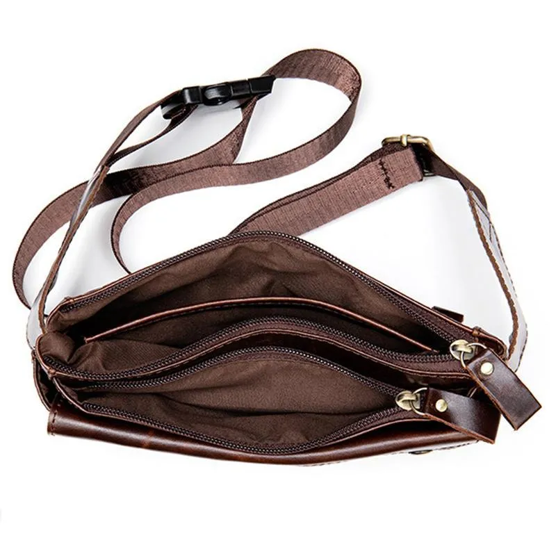 Casual Vintage Genuine Leather Waist Bags Crossbody Bags For Male and Female