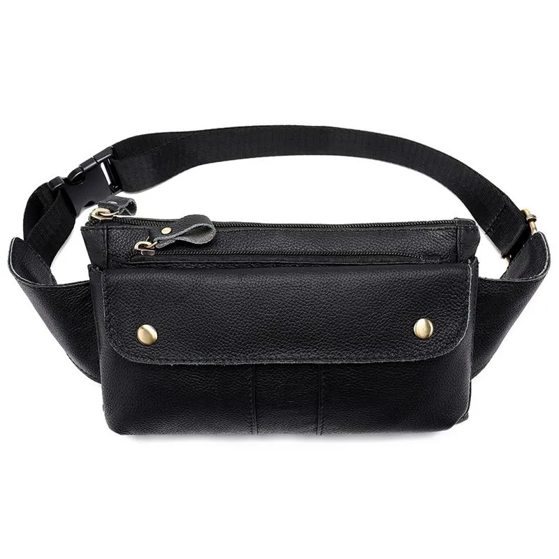 Casual Vintage Genuine Leather Waist Bags Crossbody Bags For Male and Female