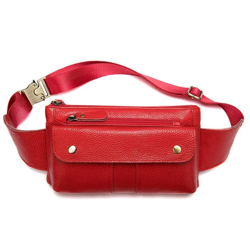 Casual Vintage Genuine Leather Waist Bags Crossbody Bags For Male and Female