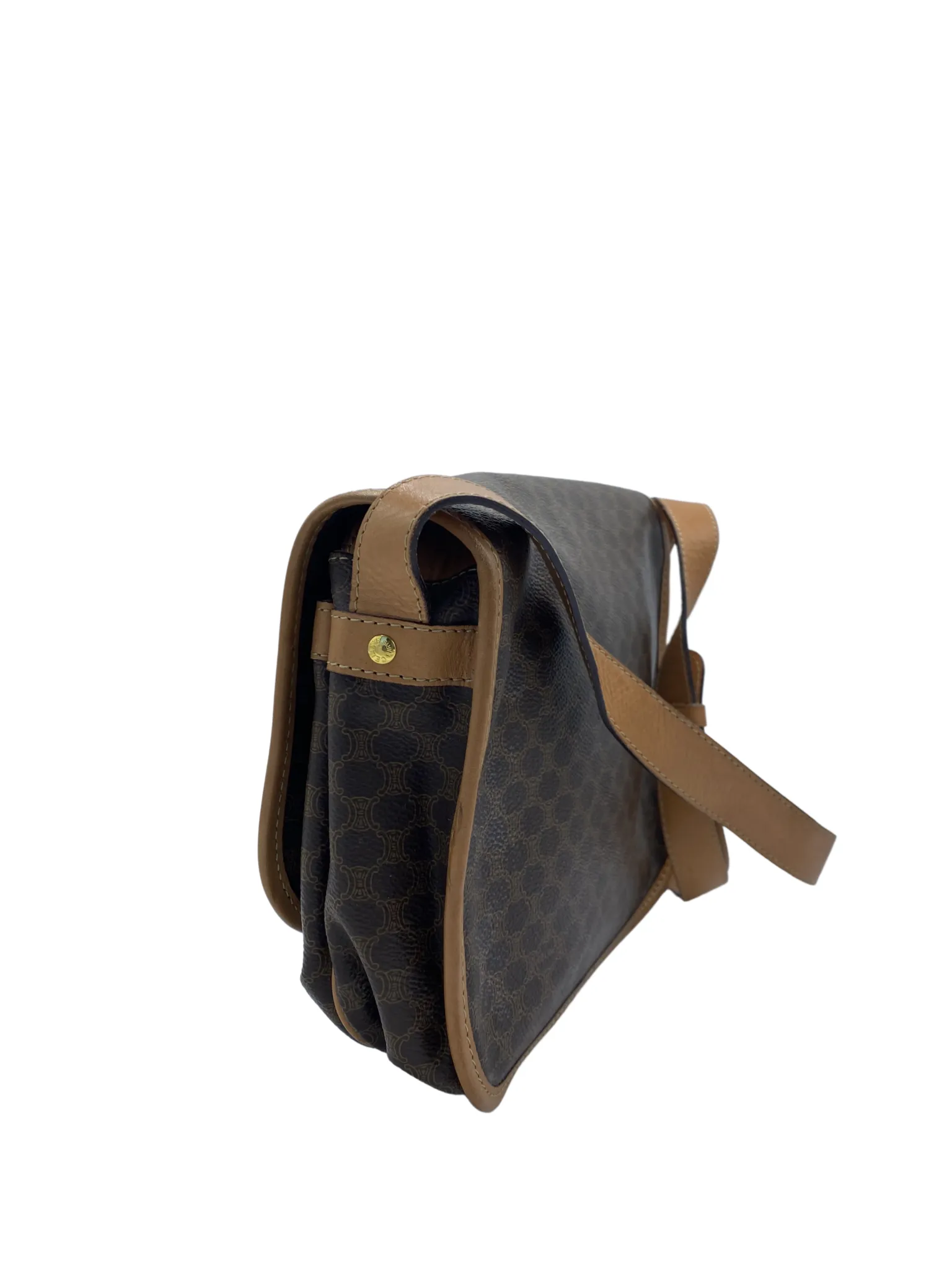 Celine Vintage Brown Coated Canvas Macadam Crossbody