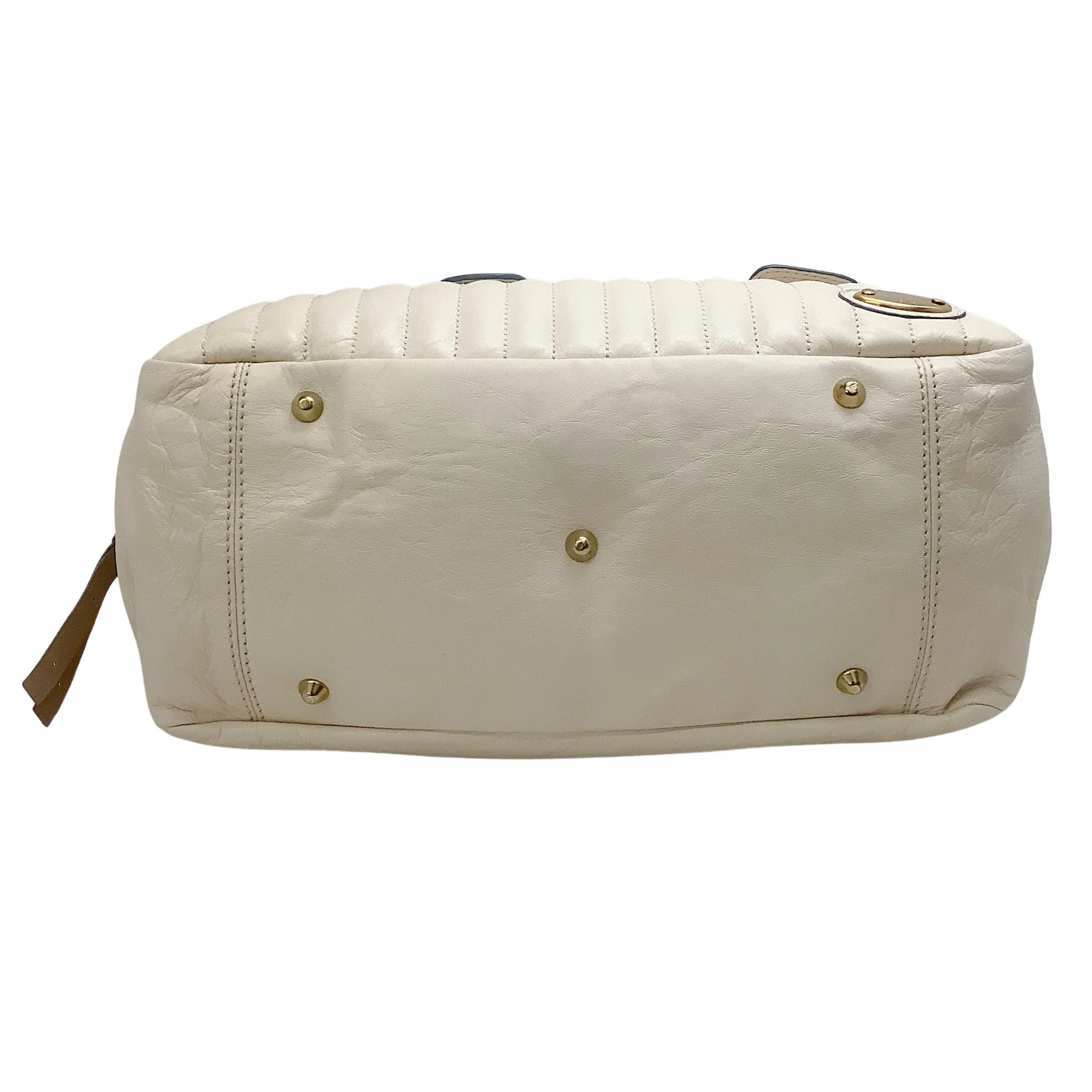 Chloe Ivory Leather Quilted Satchel