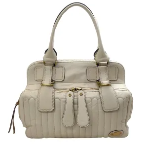 Chloe Ivory Leather Quilted Satchel