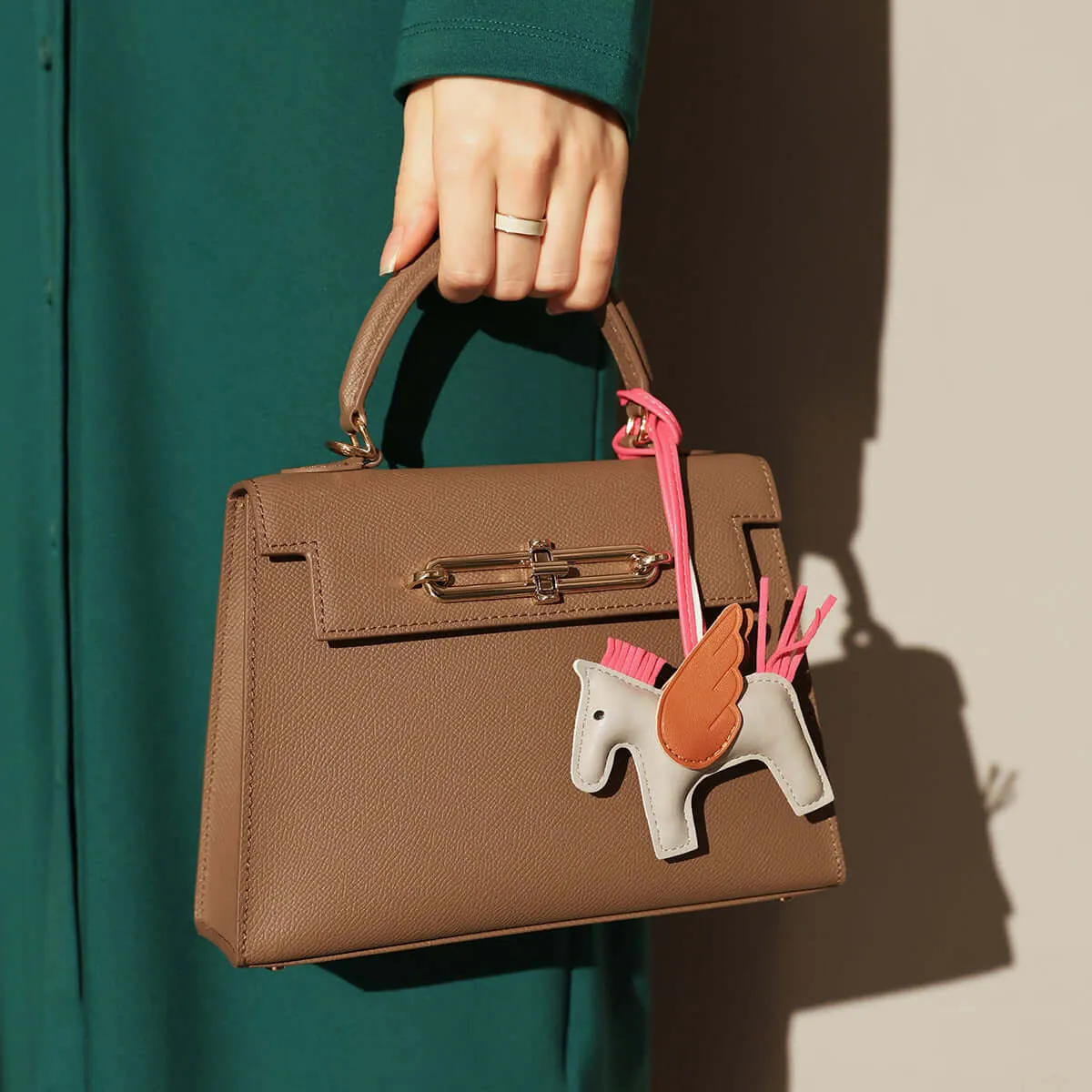 Classic Handbag with a Unicorn Bag Charm