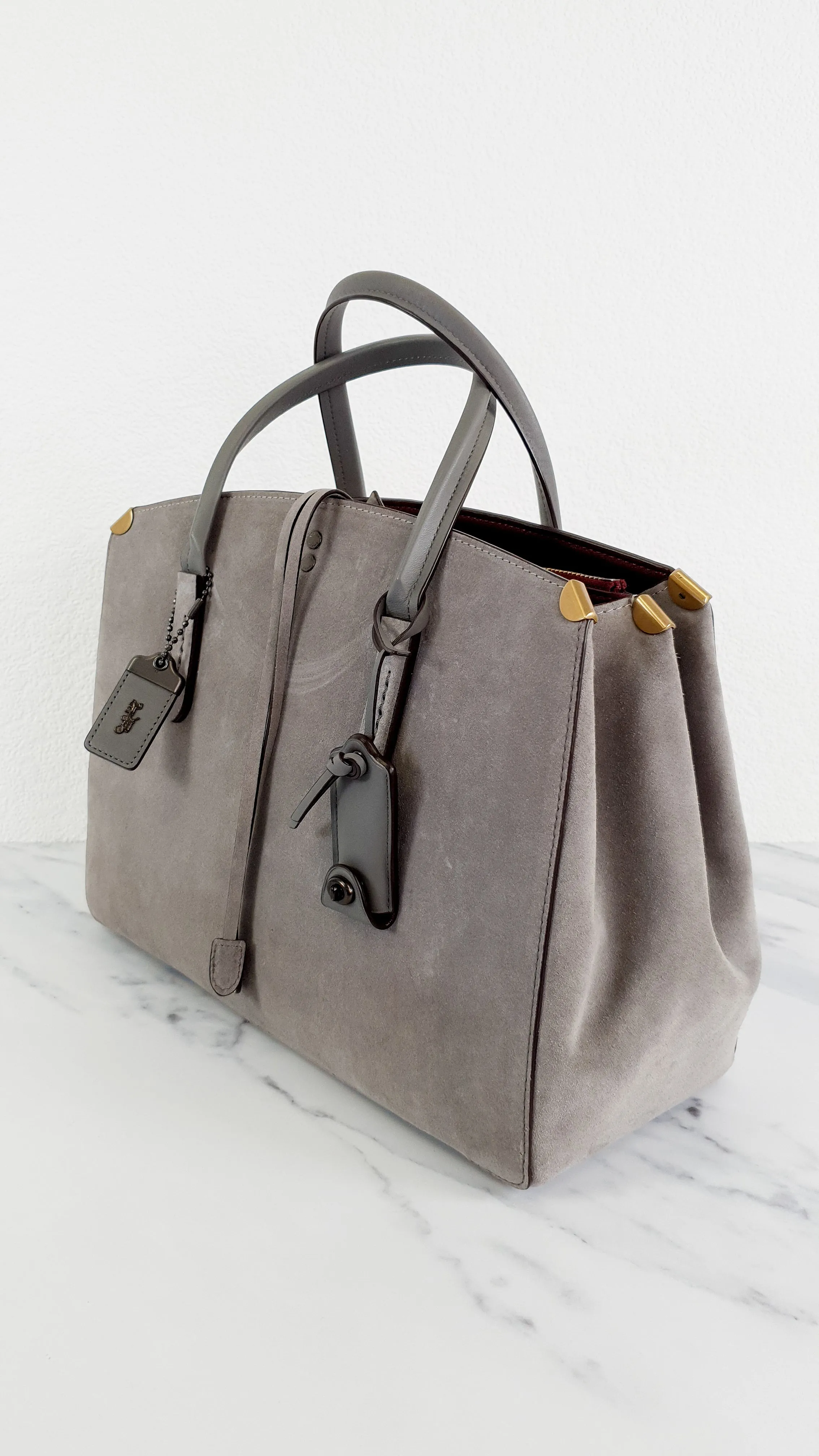 Coach 1941 Cooper Carryall Bag in Heather Grey Suede & Leather Lining - Crossbody Handbag Tote - Coach 22822