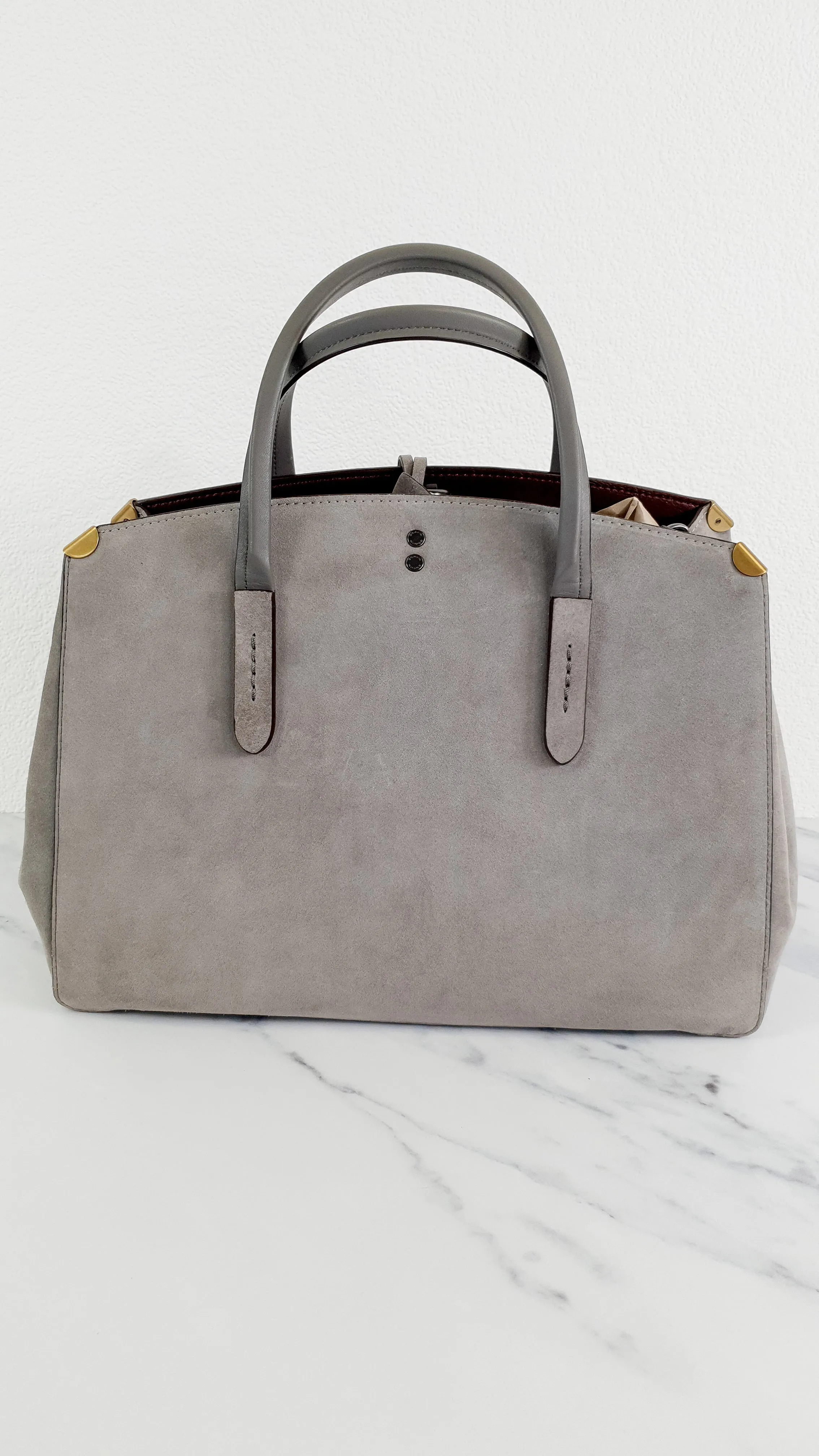 Coach 1941 Cooper Carryall Bag in Heather Grey Suede & Leather Lining - Crossbody Handbag Tote - Coach 22822