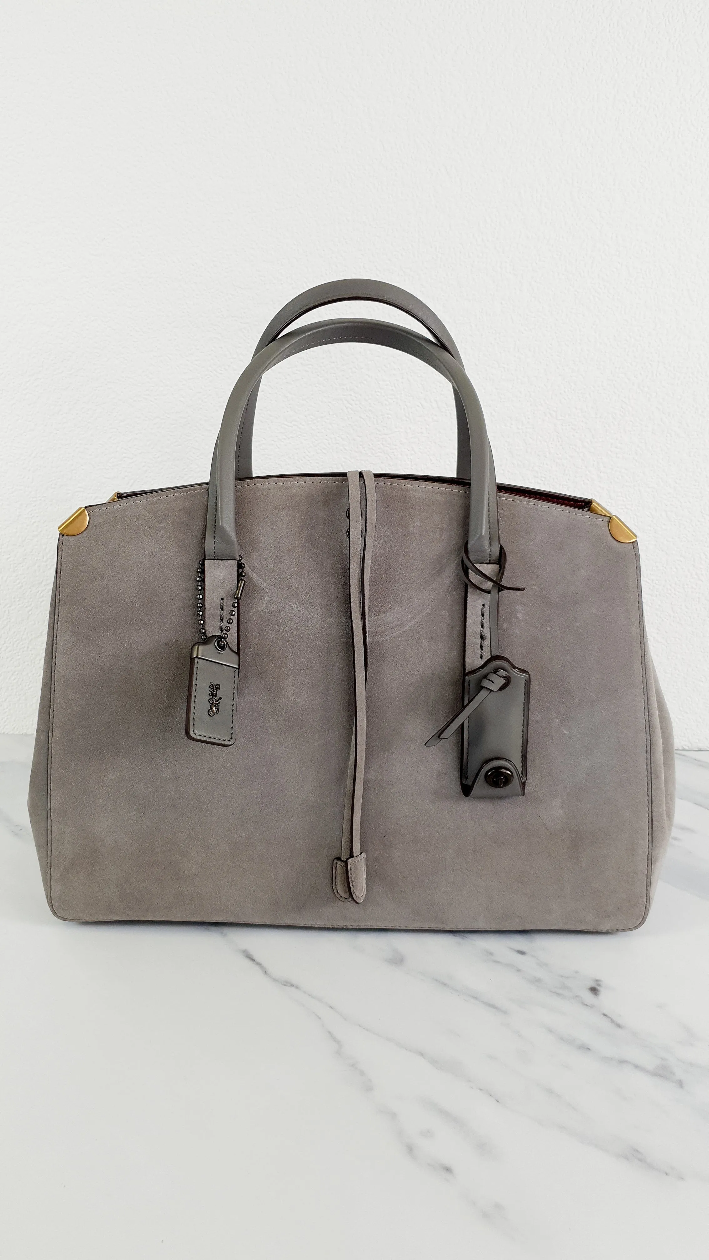 Coach 1941 Cooper Carryall Bag in Heather Grey Suede & Leather Lining - Crossbody Handbag Tote - Coach 22822