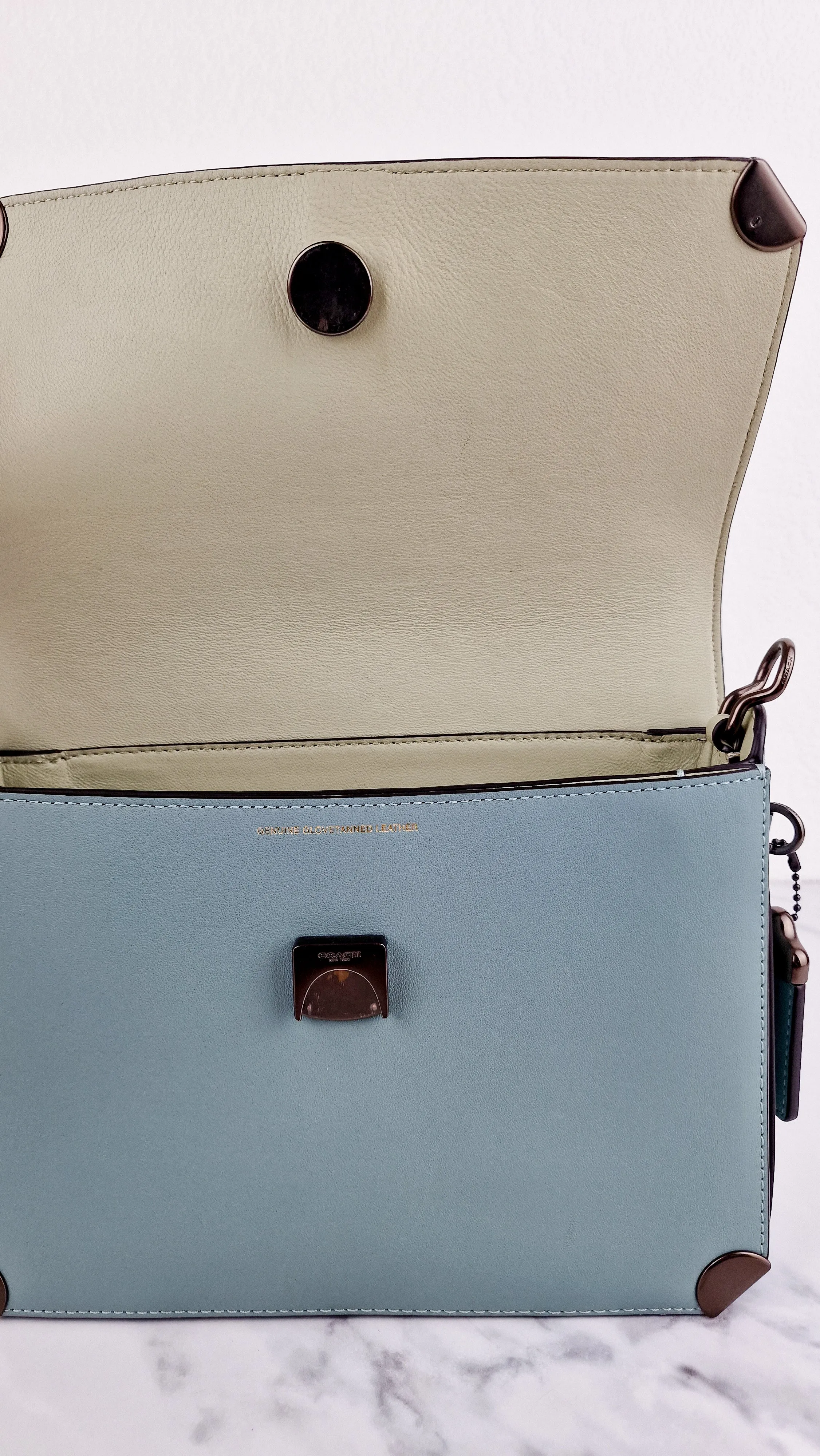 Coach 1941 Cooper Shoulder Bag Sage Green Blue Crossbody Flap Bag - Coach 38660