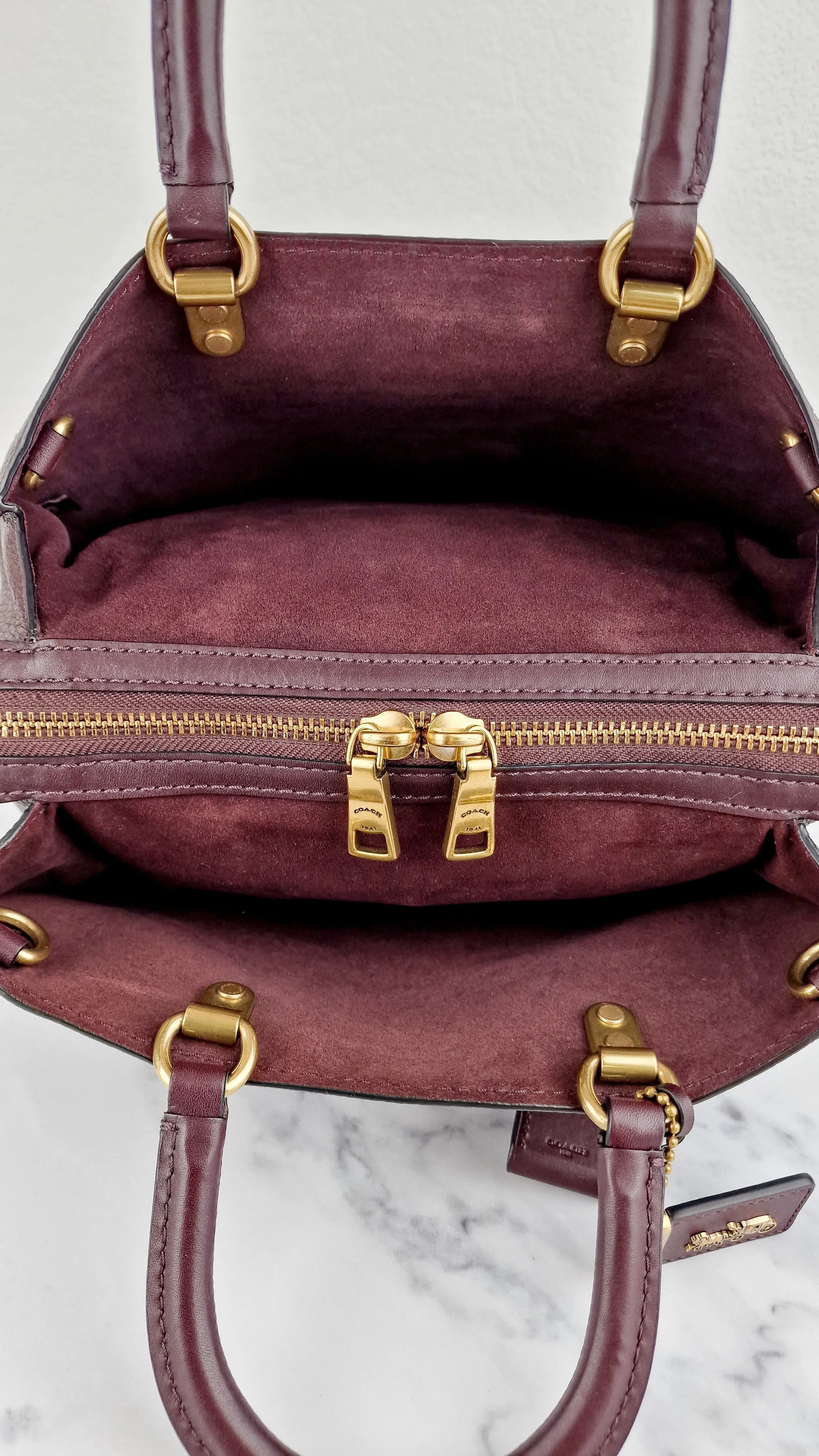 Coach 1941 Rogue 31 in Oxblood Pebble Leather with Border Rivets & Brass Hardware - Coach 30457