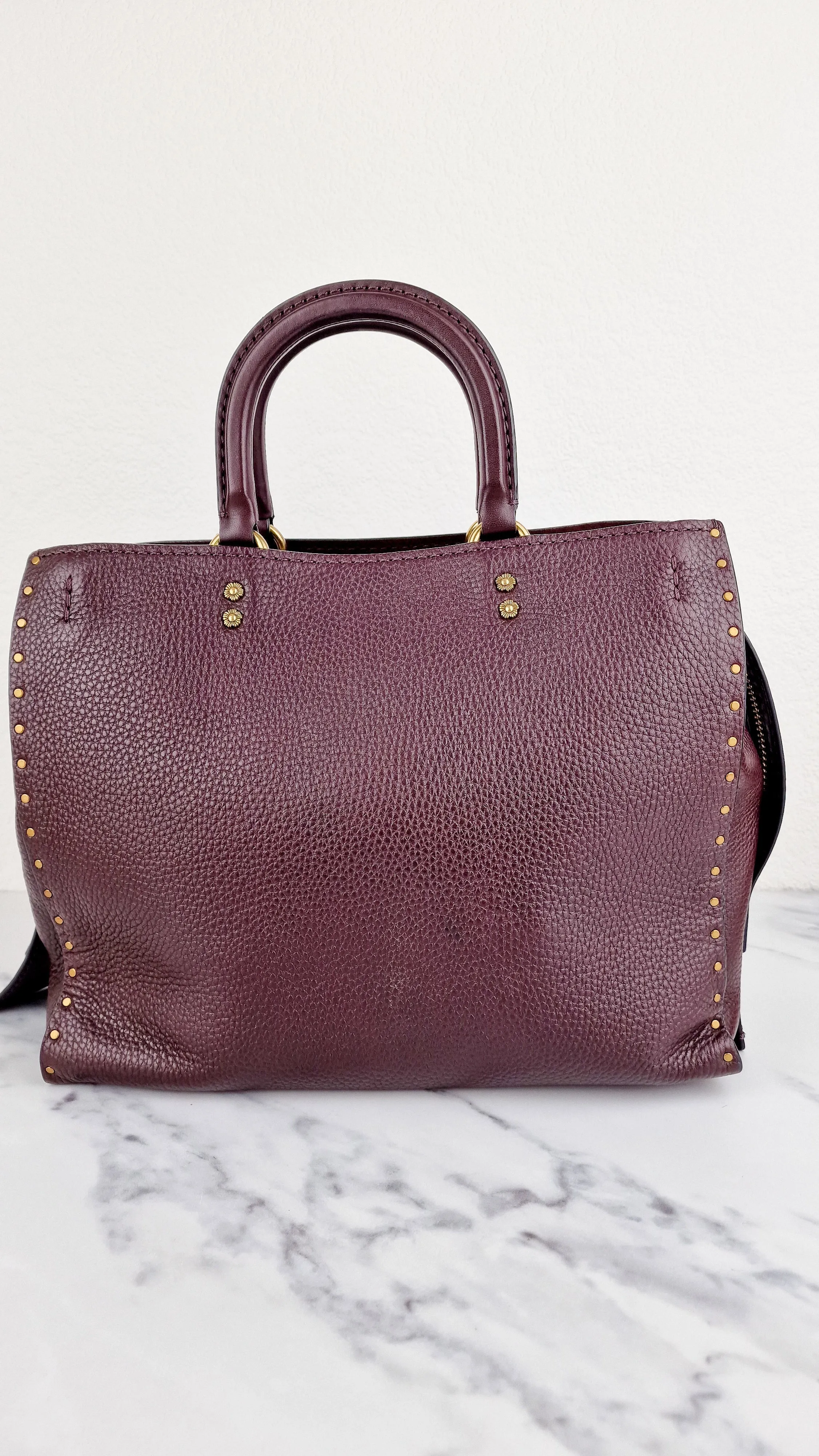 Coach 1941 Rogue 31 in Oxblood Pebble Leather with Border Rivets & Brass Hardware - Coach 30457