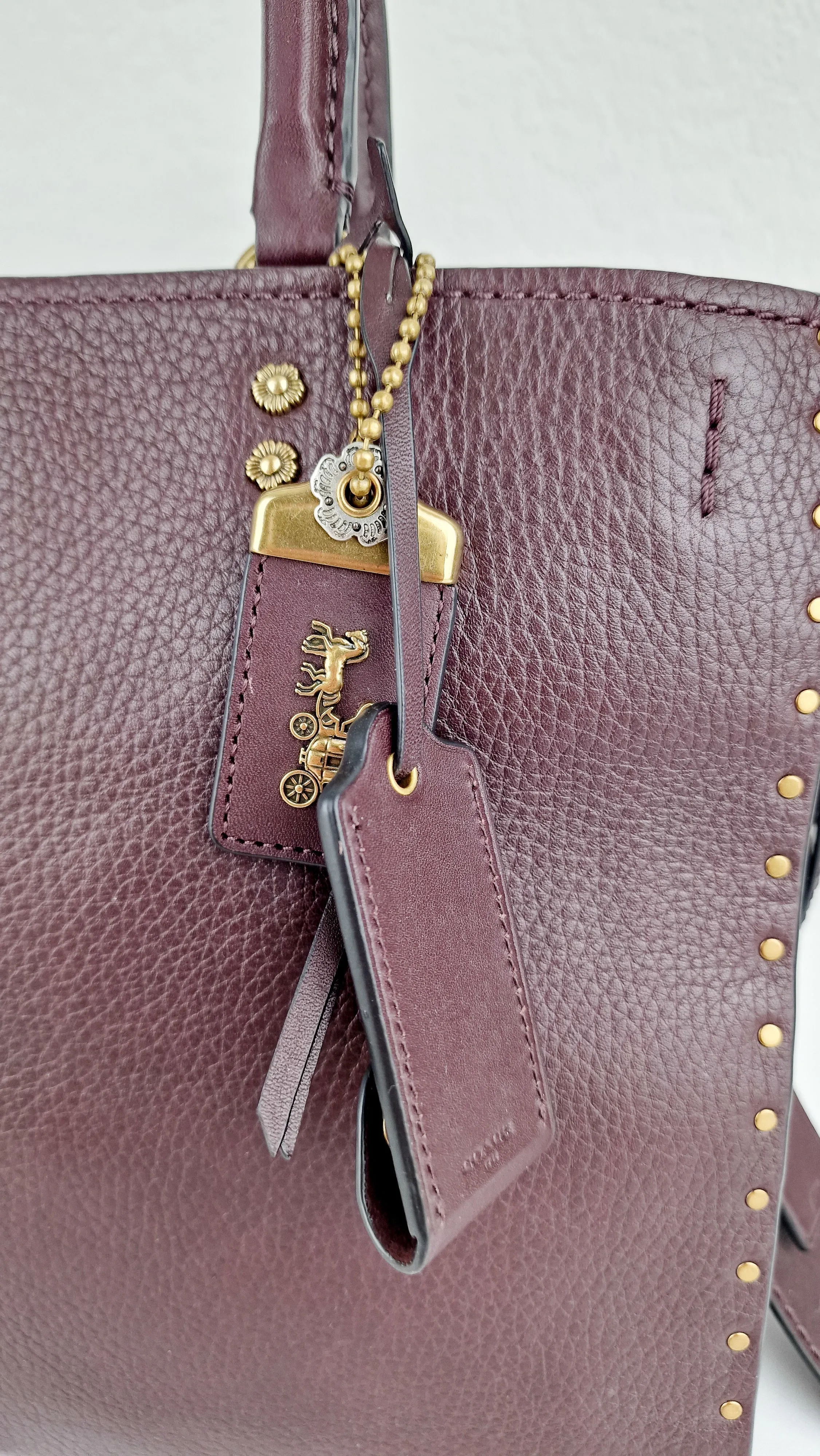 Coach 1941 Rogue 31 in Oxblood Pebble Leather with Border Rivets & Brass Hardware - Coach 30457