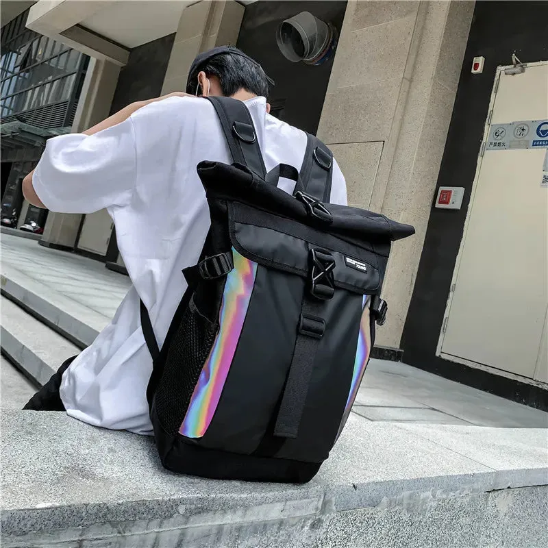 Colorful Reflective Patchwork Casual Backpack