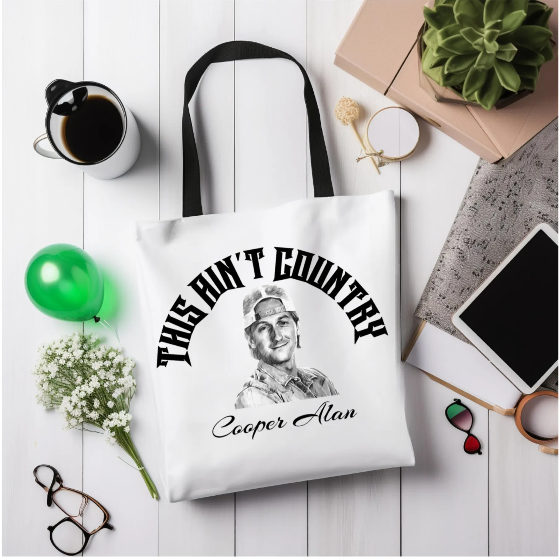 Cooper Alan 'This Ain't Country Tote Bag, Gift, Cooper Alan Tote Bag, Gift for Country Music Lover, Gift for Music fan, Country Music Bag