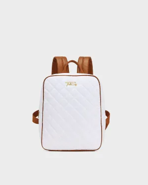 Diamond Stitch Backpack in White