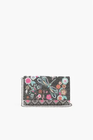 Dragonfly Embellished Flap Clutch