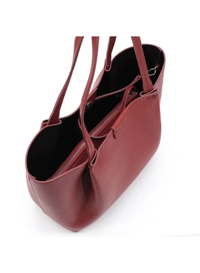 Effetty Red Color Medium Size Leather Tote Bag for Women