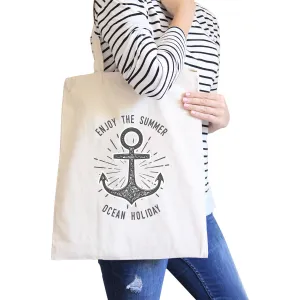 Enjoy The Summer Ocean Holiday Natural Canvas Bags