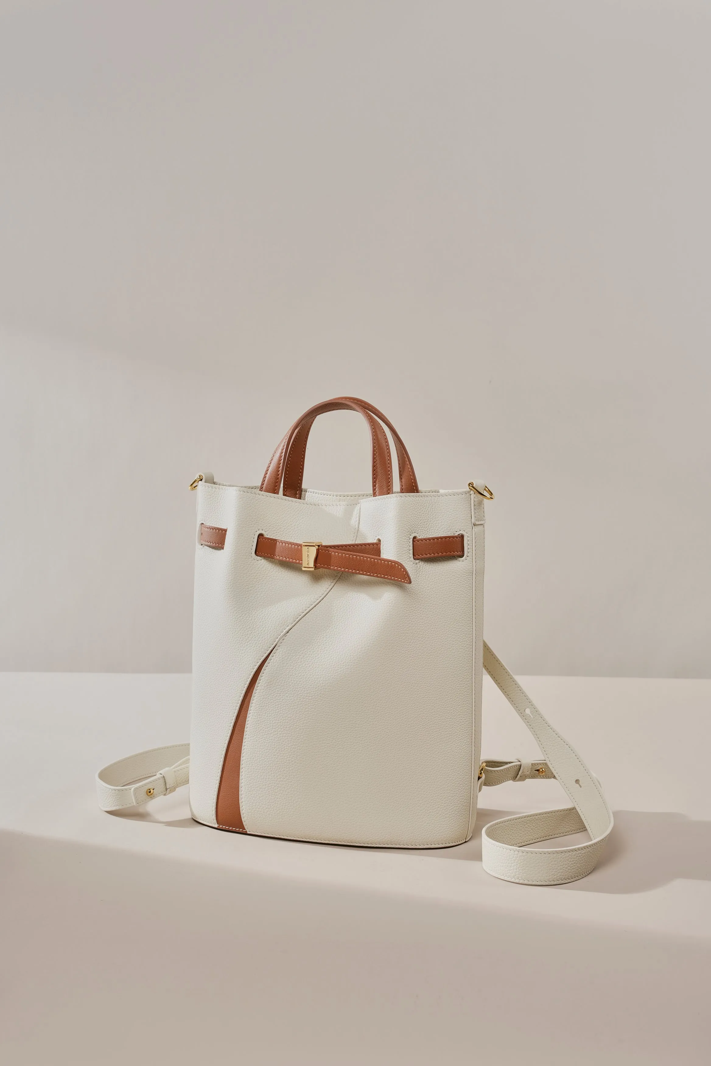 Functional Leather Bucket Bag Small Size