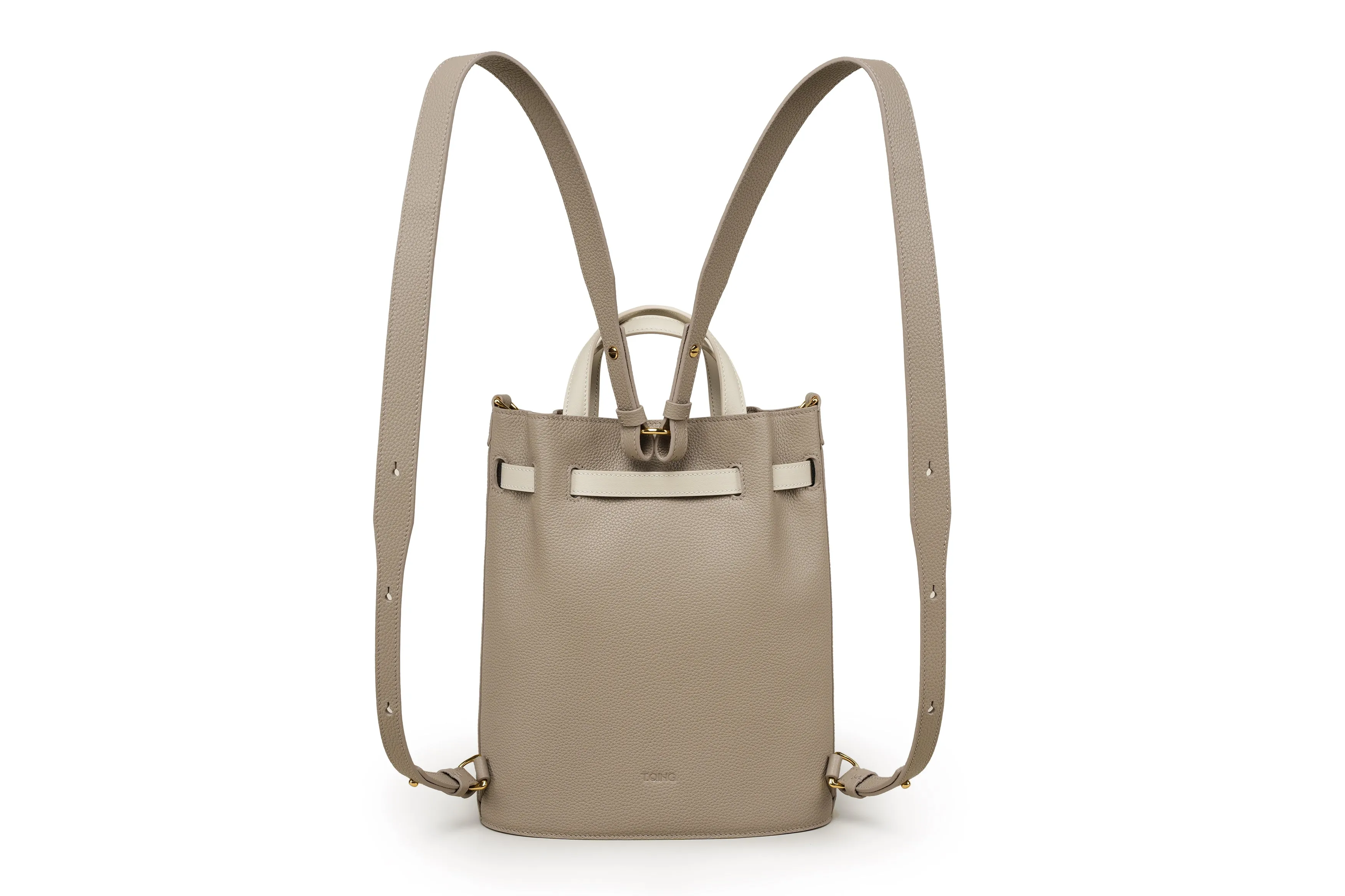 Functional Leather Bucket Bag Small Size