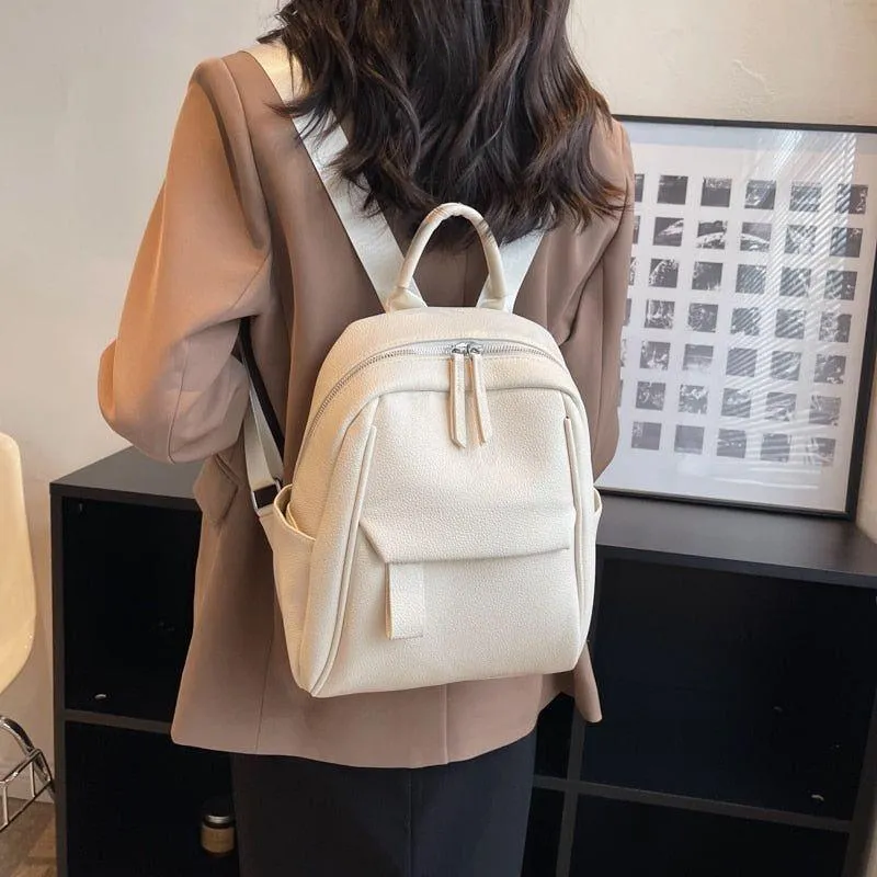 FX258 Women's Leather Soft Multi-Function Small Cool Backpack