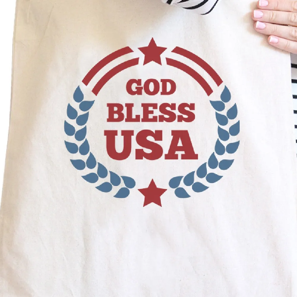 God Bless USA Natural Eco-Friendly Canvas Tote Bag Canvas Tote Bag