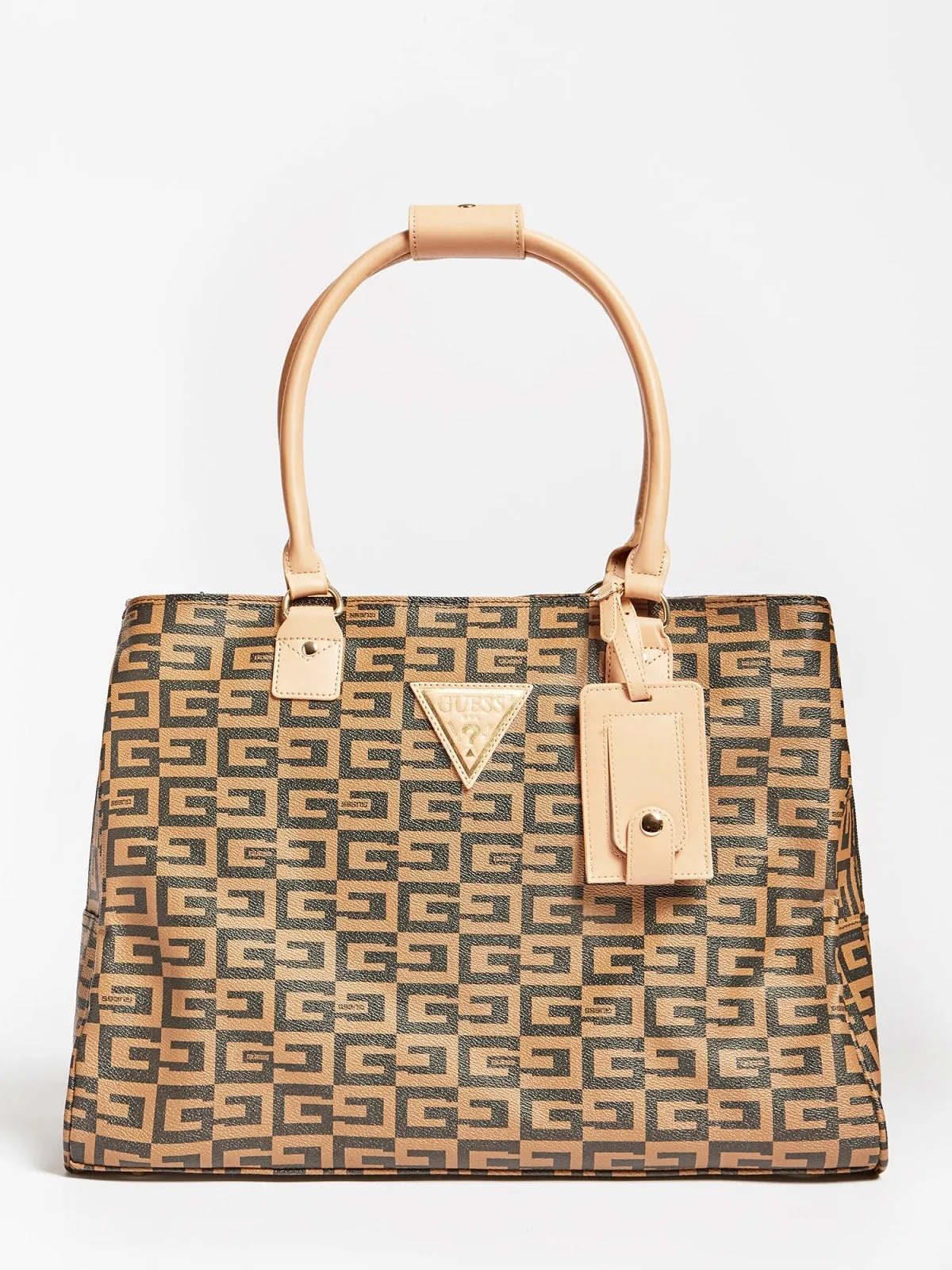 Guess Logo Shopper Bag In Brown For Women