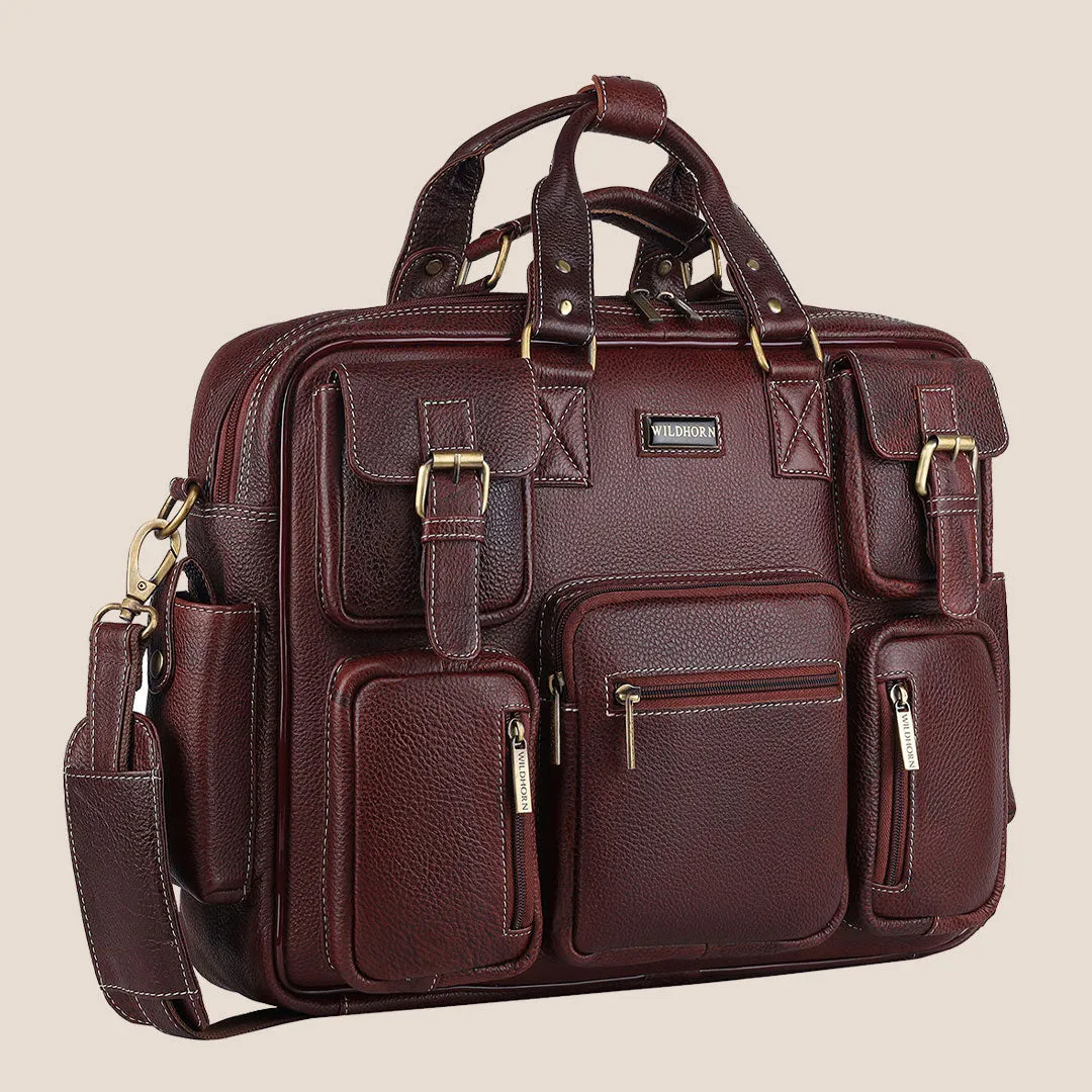 HAMPTON Leather Laptop Messenger Bag for Men